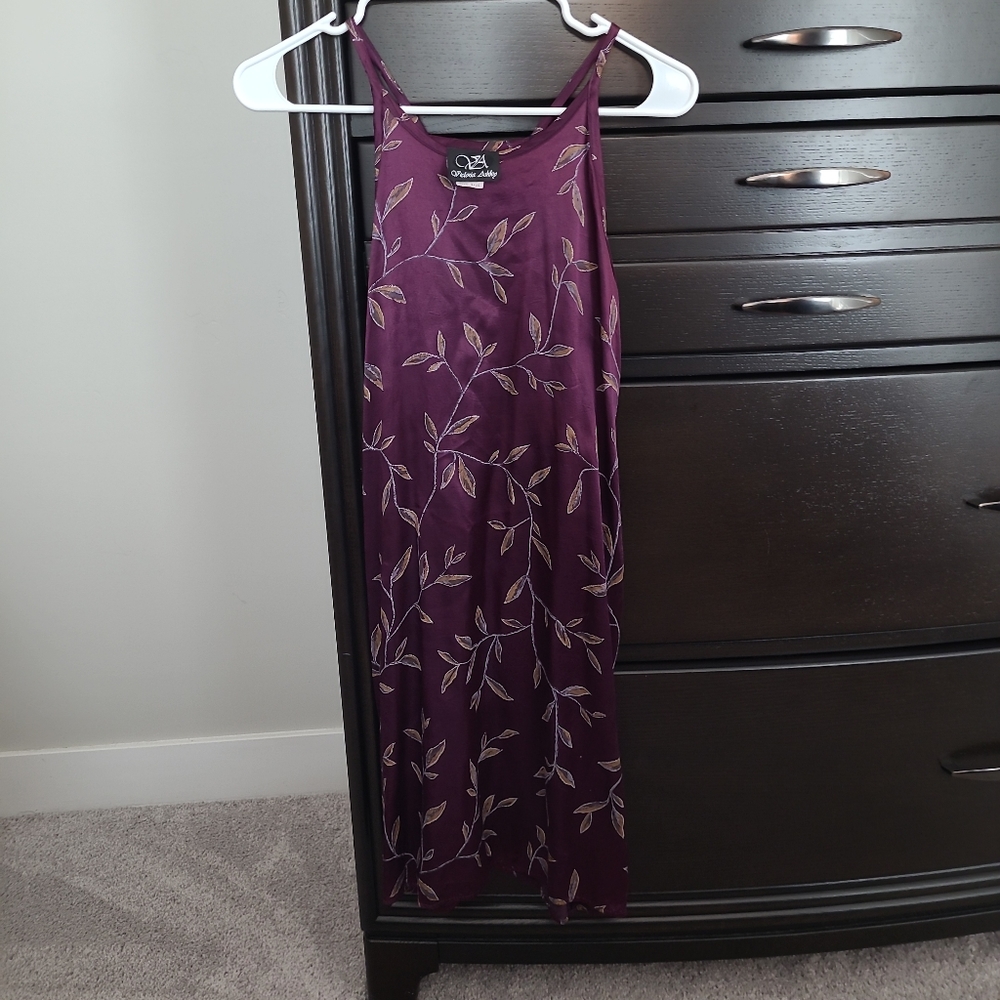 Vintage Purple Sheen Floral Dress
